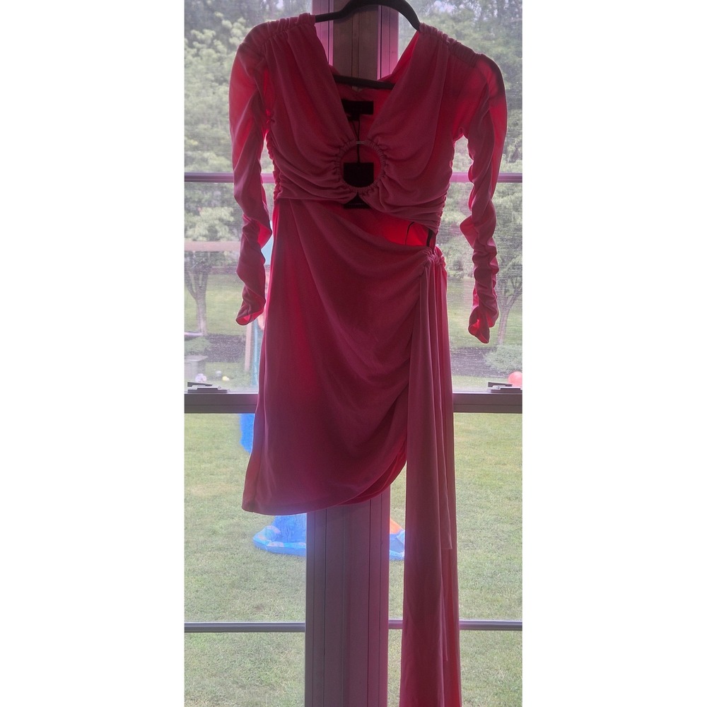 Michael Costello x REVOLVE Pink O-Ring Cut-Out Ruched Mini Dress Small NWT